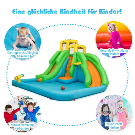 Bouncy Castle Water Park with Two Slides Climbing Wall 400 x 361 x 255 cm (Without Blower)