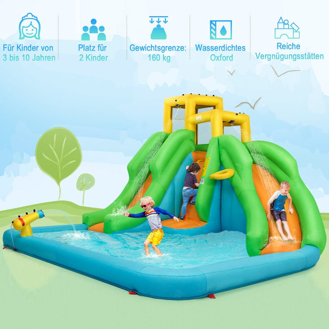 Bouncy Castle Water Park with Two Slides Climbing Wall 400 x 361 x 255 cm (Without Blower)