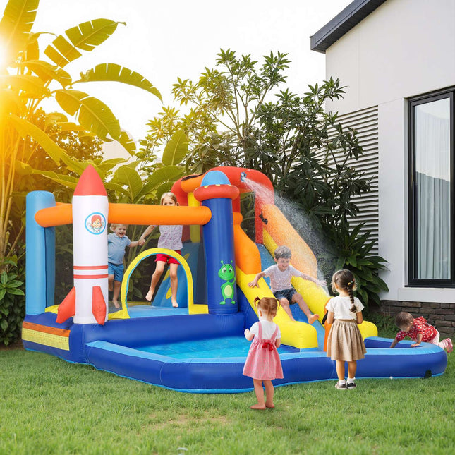 Inflatable bouncy castle with slide and climbing wall, 3-8 years