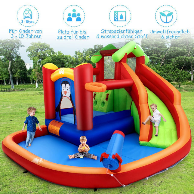 Bouncy castle water park with slide & paddling pool 370 x 300 x 190 cm red