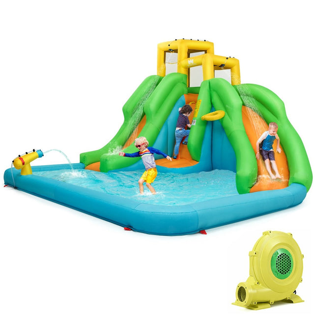 Bouncy castle with blower water park with two slides 400 x 361 x 255 cm (with 480W air blower)