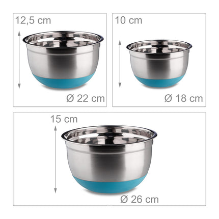Bowl set 3 parts with non-slip base