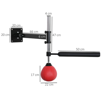 Boxing frame with foldable reflex bar, height adjustable