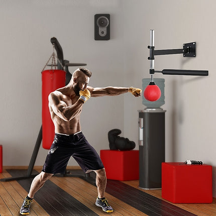 Boxing frame with foldable reflex bar, height adjustable