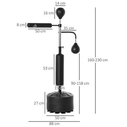 Adjustable boxing trainer rack, reflex bar and speed balls