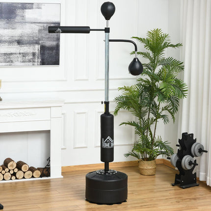 Adjustable boxing trainer rack, reflex bar and speed balls