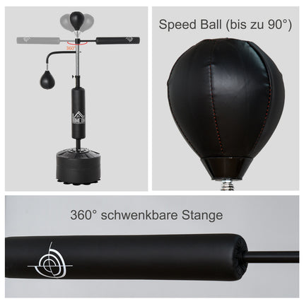 Adjustable boxing trainer rack, reflex bar and speed balls