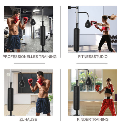 Adjustable boxing trainer rack, reflex bar and speed balls