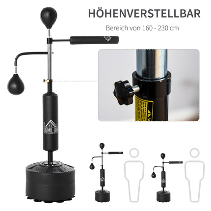 Adjustable boxing trainer rack, reflex bar and speed balls