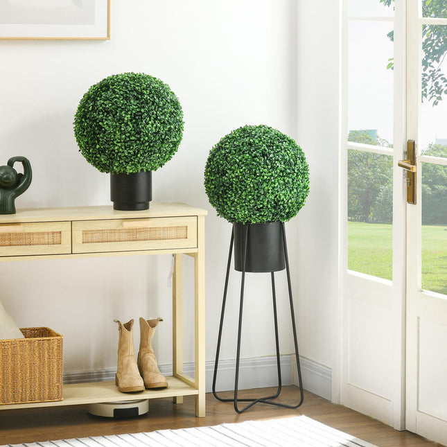 Artificial Boxwood Balls, Set of 2 - UV Resistant, Green