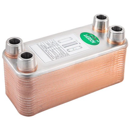 Brazed Plate Heat Exchanger, 30-Plate, 3/4 MNPT, 316L