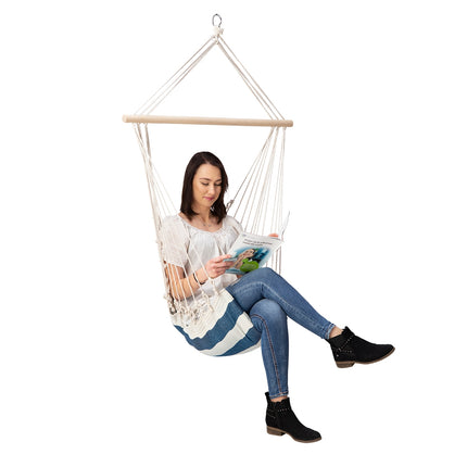 Brazilian Chair, White-Blue, Foldable, Outdoor Use