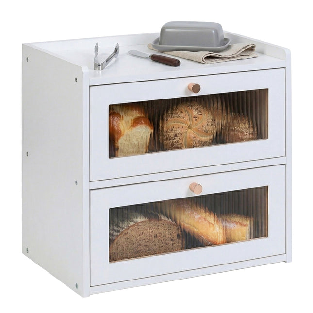 Bread Bin, Bamboo 2-Tier With Viewing Window
