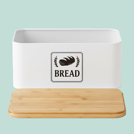 Bread Bin with Bamboo Lid – Retro Design, Metal Casing