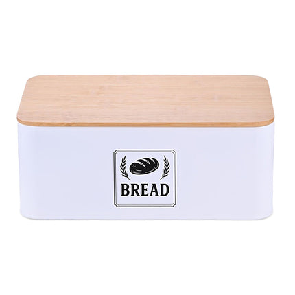 Bread Bin with Bamboo Lid – Retro Design, Metal Casing