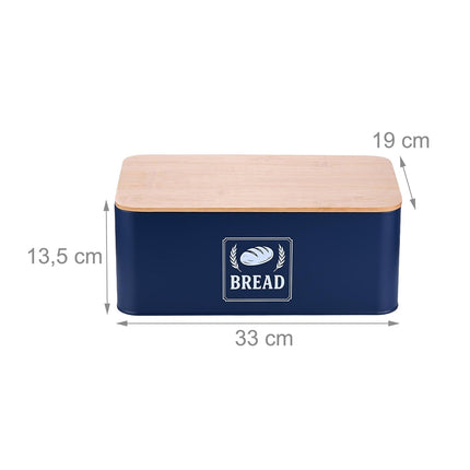Bread Bin with Bamboo Lid – Retro Design, Metal Casing