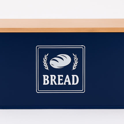 Bread Bin with Bamboo Lid – Retro Design, Metal Casing