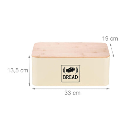 Bread Bin with Bamboo Lid – Retro Design, Metal Casing
