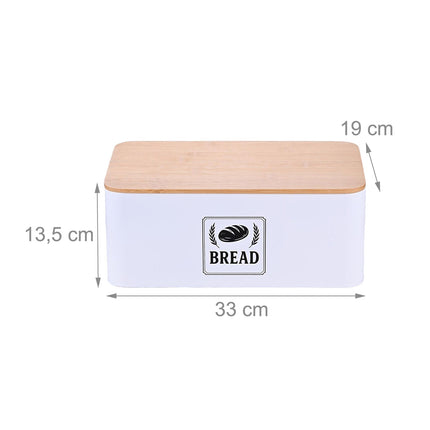 Bread Bin with Bamboo Lid – Retro Design, Metal Casing