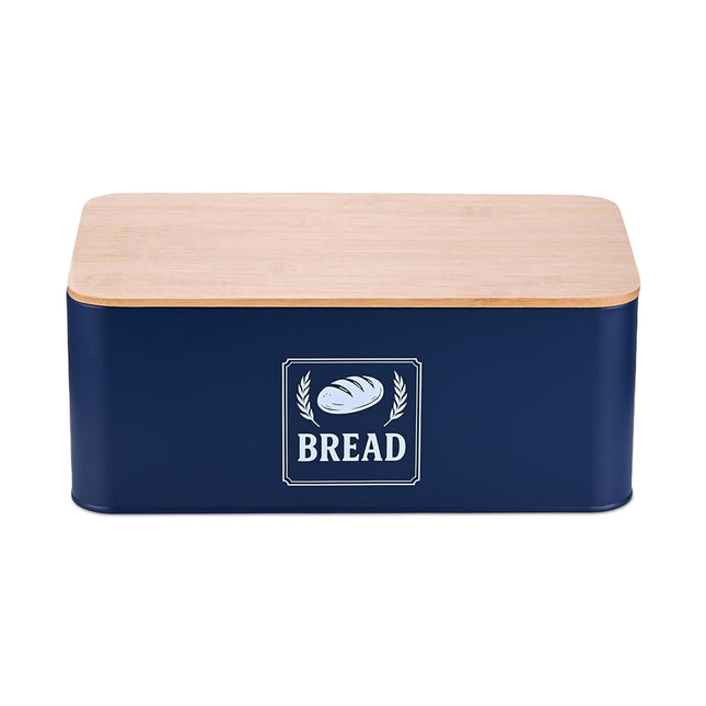 Bread Bin with Bamboo Lid – Retro Design, Metal Casing