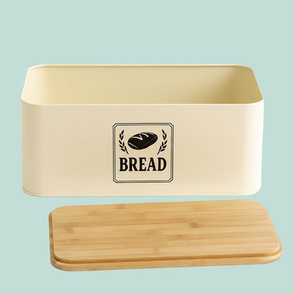 Bread Bin with Bamboo Lid – Retro Design, Metal Casing