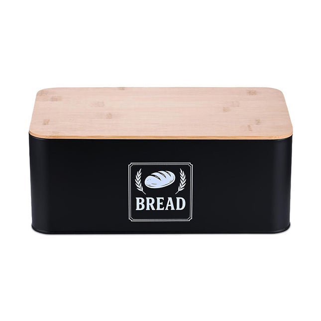 Bread Bin with Bamboo Lid – Retro Design, Metal Casing