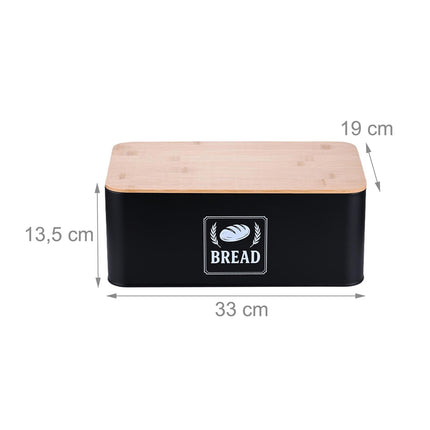 Bread Bin with Bamboo Lid – Retro Design, Metal Casing