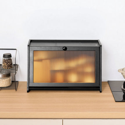 Bread Box, Large Bamboo Countertop with Wavy Acrylic Door