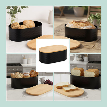 Bread Box with Bamboo Cutting Board Lid