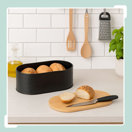 Bread Box with Bamboo Cutting Board Lid
