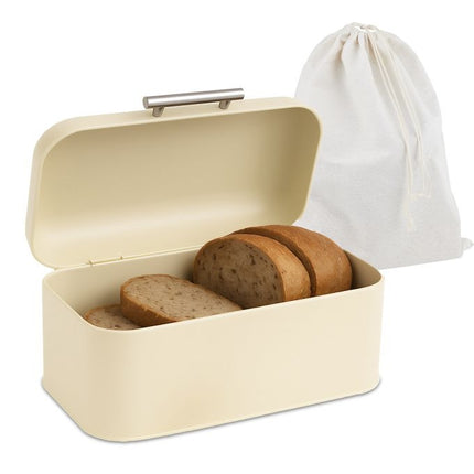 Bread Box with Lid and Bag – Metal, Retro Design