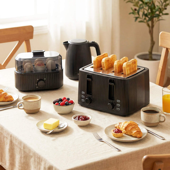 Breakfast Set: 1.7L Kettle, 4-Slice Toaster, Egg Cooker