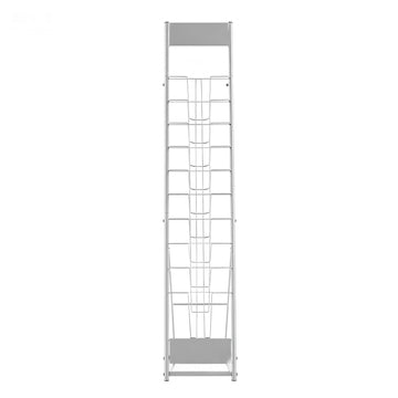 Brochure Display Rack, 10-Pocket Metal Floor Stand, A4