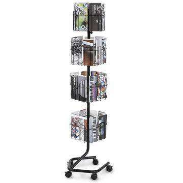 Brochure Display Rack, 4-Tier 32-Pocket Rotating Stand