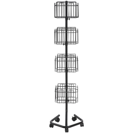 Brochure Display Rack, 4-Tier 32-Pocket Rotating Stand