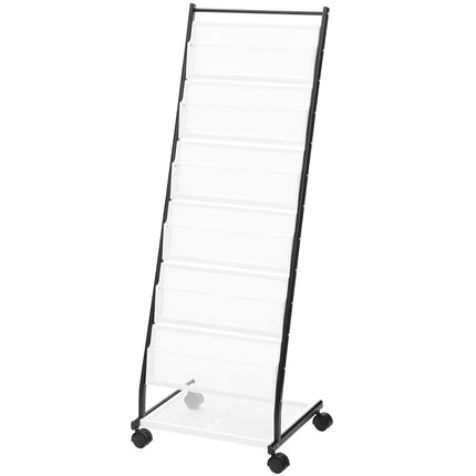 Brochure Display Rack, 6-Tier Floor Stand With Wheels