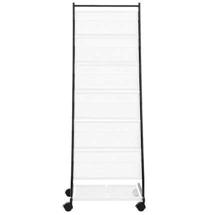 Brochure Display Rack, 6-Tier Floor Stand With Wheels