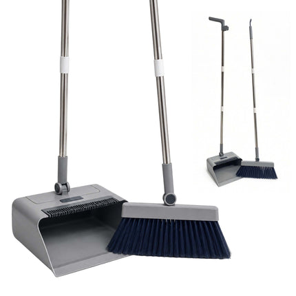 Broom & Dustpan Set with Swivel Head, Grey/Black