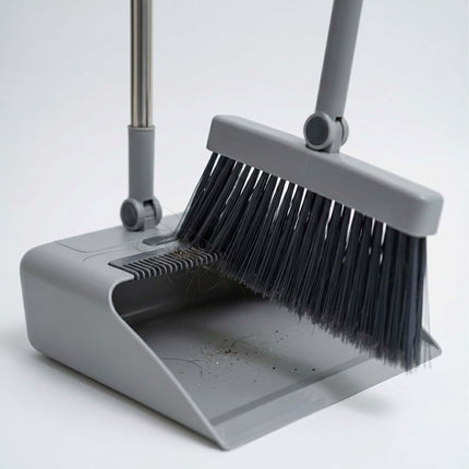 Broom & Dustpan Set with Swivel Head, Grey/Black