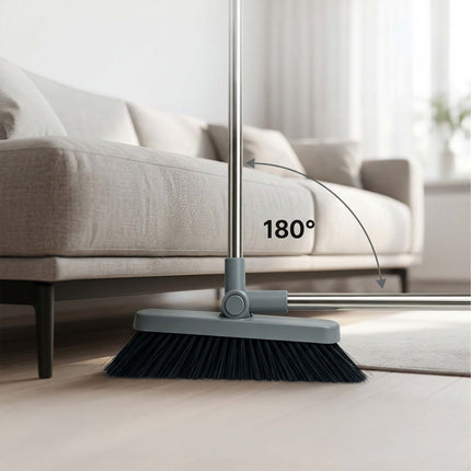 Broom & Dustpan Set with Swivel Head, Grey/Black