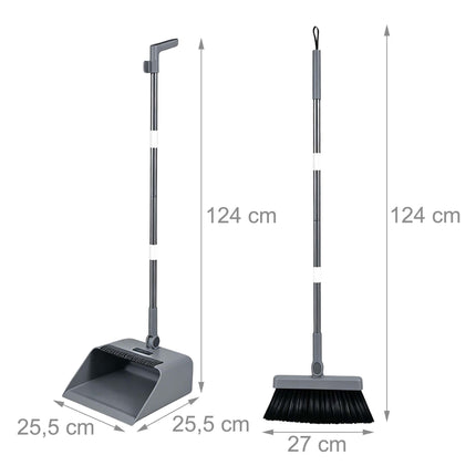Broom & Dustpan Set with Swivel Head, Grey/Black