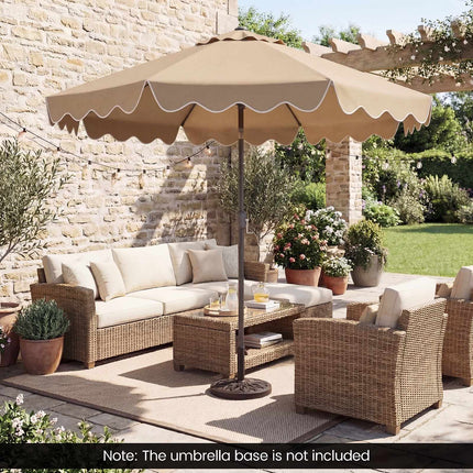 Brown 270cm Ruffled Parasol with Hand Crank & Tilt