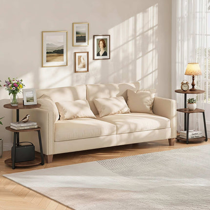Brown 3-Tier Side Table with Metal Frame, 42.5x61 cm