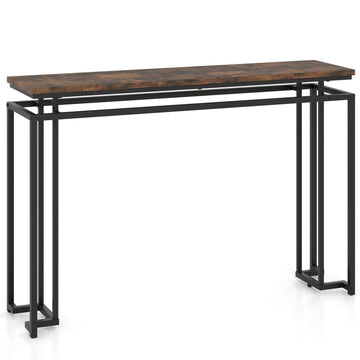 Brown Console Table with Metal Frame, 120 x 30 x 80.5 cm