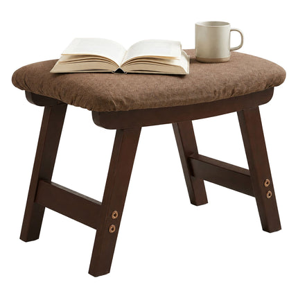 Brown Ergonomic Footstool, Beech Wood & Linen, 29x40x25 cm