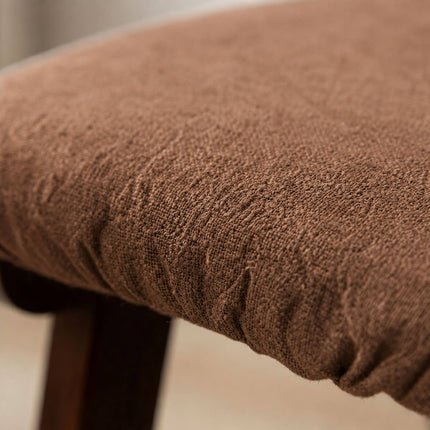 Brown Ergonomic Footstool, Beech Wood & Linen, 29x40x25 cm
