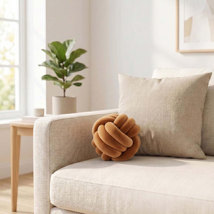 Brown Knot Pillow – 25 cm, Polyester Foam