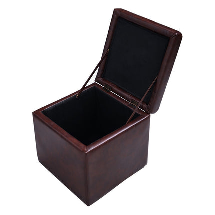 Brown Leather Storage Ottoman – Foldable, 200kg Capacity