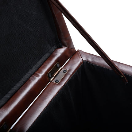 Brown Leather Storage Ottoman – Foldable, 200kg Capacity
