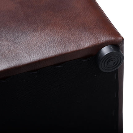 Brown Leather Storage Ottoman – Foldable, 200kg Capacity